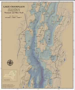 Lake Champlain map in 1700's style